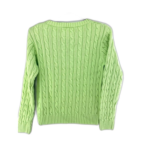 Vintage Lilly Pulitzer Crew Neck Cable Knit Sweater Lime Green Cotton Size S - Picture 5 of 7